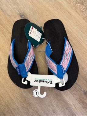 Tidewater Kids' Pink & Blue Dolphin Flip Flops